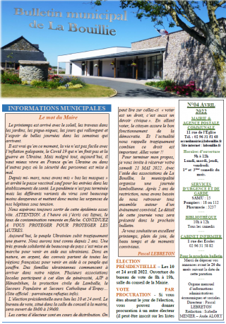 Bulletin d'avril 2022